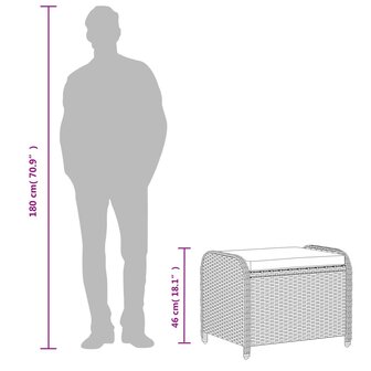 Tuinkruk met kussen 58x46x46 cm poly rattan zwart 8