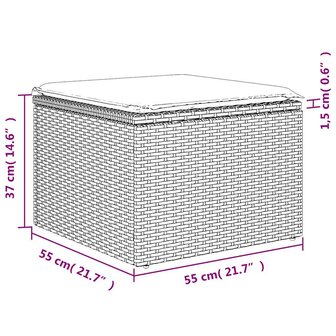 Tuinkruk met kussen zwart 55x55x37 cm poly rattan 7