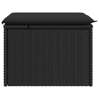 Tuinkruk met kussen zwart 55x55x37 cm poly rattan 5