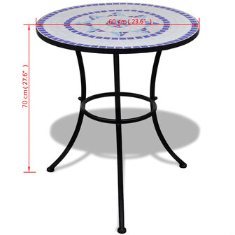 Bistrotafel 60 cm moza&iuml;ek blauw en wit 5
