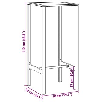 Bartafel 50x50x110 cm gepoedercoat staal zwart 8