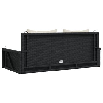 Schommelbank met kussens zwart 119x56x48 cm poly rattan 6