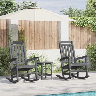 Schommelstoel 3 pcs Lichtgrijs Polyetheen 1