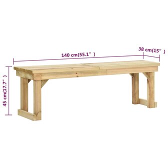 Tuinbank 140 cm ge&iuml;mpregneerd grenenhout 6