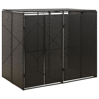 Containerberging dubbel 140x80x117 cm poly rattan zwart 1