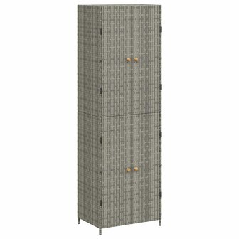 Tuinkast 59x40x180 cm poly rattan grijs 2