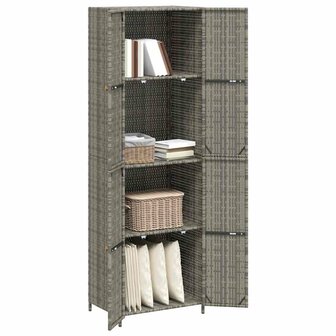 Tuinkast 59x40x180 cm poly rattan grijs 4