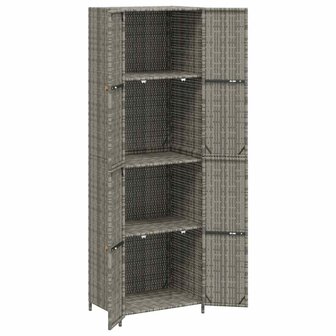 Tuinkast 59x40x180 cm poly rattan grijs 5