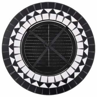 Vuurtafel moza&iuml;ek 68 cm keramiek zwart en wit 8