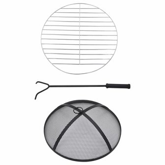 Vuurtafel moza&iuml;ek 68 cm keramiek zwart en wit 9