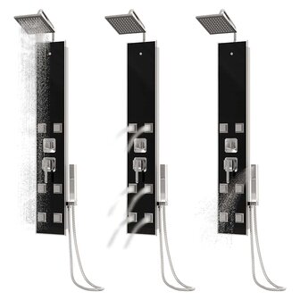 Douchepaneel 18x45,5x130 cm glas zwart  9