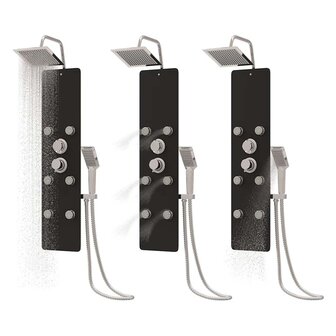 Douchepaneel 25x47,5x130 cm glas zwart  8