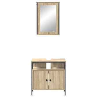 Badkamermeubelset met plank met opslag 2 pcs Bruin Bewerkt hout 7