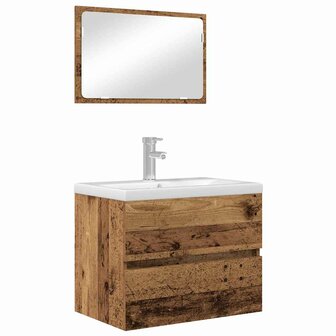 Badkamermeubelset 2 pcs Oud Hout Geperst Hout en Metaal 3