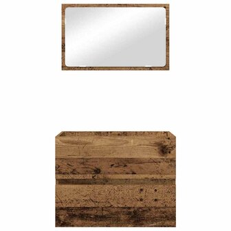 Badkamermeubelset 2 pcs Oud Hout Geperst Hout en Metaal 8