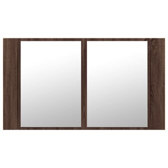 Badkamerkast met spiegel LED 80x12x45 acryl bruin eikenkleur 7