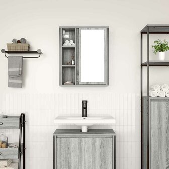 Badkamerwandkast met spiegel 50x21x60 cm Sonoma grijs 3