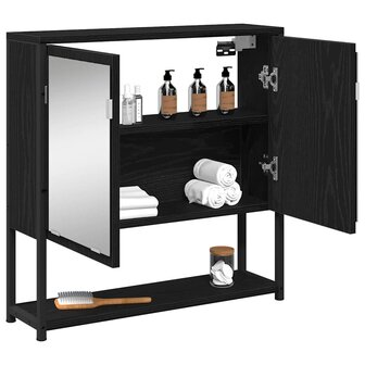 Spiegelkast met plank Zwart Eiken 60 x 16 x 60 cm Bewerkt hout 3