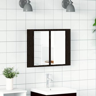 Badkamer spiegelkast Zwart Eiken 60 x 12 x 45 cm Bewerkt hout 1