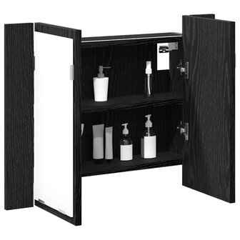 Badkamer spiegelkast Zwart Eiken 60 x 12 x 45 cm Bewerkt hout 3