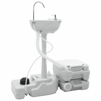 Camping Toilet Set 2 pcs Grijs en Wit 2