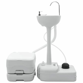 Camping Toilet Set 2 pcs Grijs en Wit 3