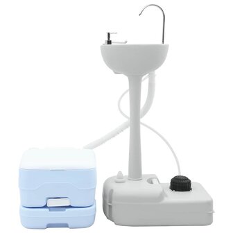 Camping Toilet Set 2 pcs Blauw en Wit 3