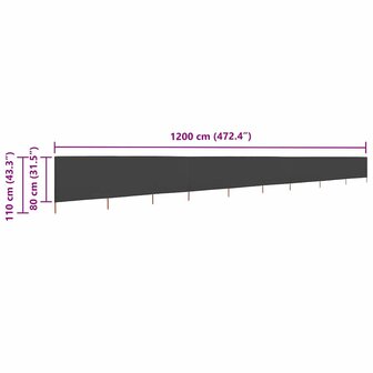 Windscherm 9-panelen 1200x80 cm stof antraciet 6
