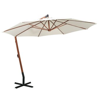 Zweefparasol met houten paal 350 cm wit 1