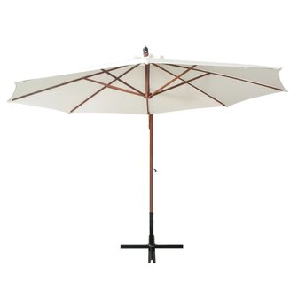 Zweefparasol met houten paal 350 cm wit 3