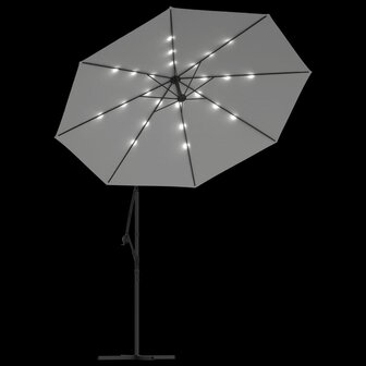 Zweefparasol met LED-verlichting en metalen paal 300 cm zand 6