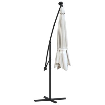 Zweefparasol met LED-verlichting en metalen paal 300 cm zand 8