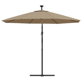 Zweefparasol met LED-verlichting stalen paal 300 cm taupe 6