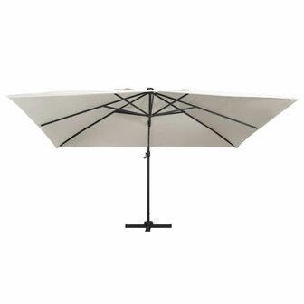 Zweefparasol met LED en aluminium paal 400x300 cm zandkleurig 2