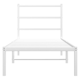 Bedframe met hoofdbord zonder matras metaal wit 75x190 cm 5