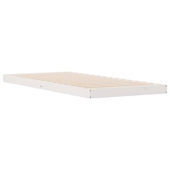 Bedframe Wit 213.5 x 104 x 9 cm Massief grenenhout 4