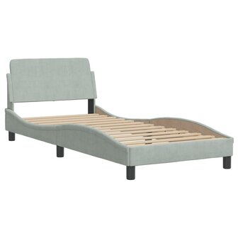 Bed met matras "Dover" fluweel lichtgrijs 80x200 cm 4