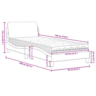 Bed met matras "Dover" stof lichtgrijs 90x190 cm 8