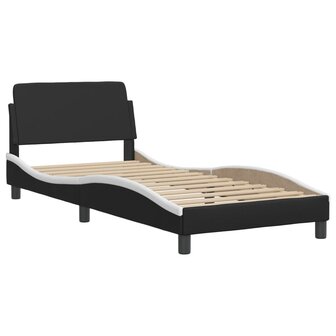 Bed met matras "Dover" kunstleer zwart en wit 90x190 cm 4
