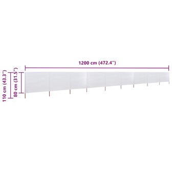 Windscherm 9-panelen 1200x80 cm stof zandwit 6