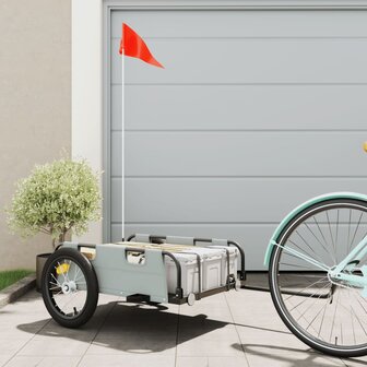 Fietstrailer oxford stof en ijzer grijs 1
