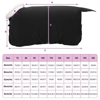 Paardendeken Zwart 85 cm Polar fleece 9