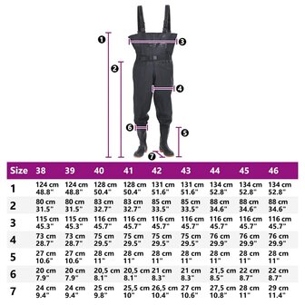 Waadpak met laarzen en riem maat 43 zwart 9