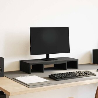 Monitorstandaard verstelbaar zwart eiken 60x24x10,5 cm bewerkt hout 1