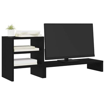 Monitorstandaard met bureau-organizer, zwart eikenhout 4