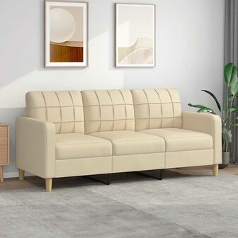 Driezitsbank 180 cm stof cr&egrave;mekleurig 1
