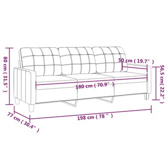 Driezitsbank 180 cm kunstleer cr&egrave;mekleurig 8