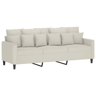 Driezitsbank 180 cm fluweel cr&egrave;mekleurig 2