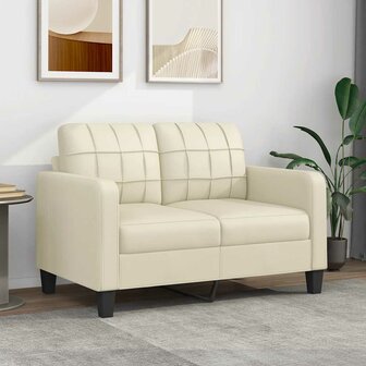 Tweezitsbank 120 cm kunstleer cr&egrave;mekleurig 1