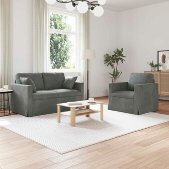 Bankstel 2 pcs Donkergrijs 138 x 78 x 80 cm Fluweel 1
